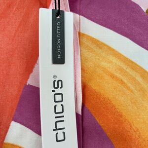 FREE SHIPPING Chico's Vibrant Striped No Iron Shirt.